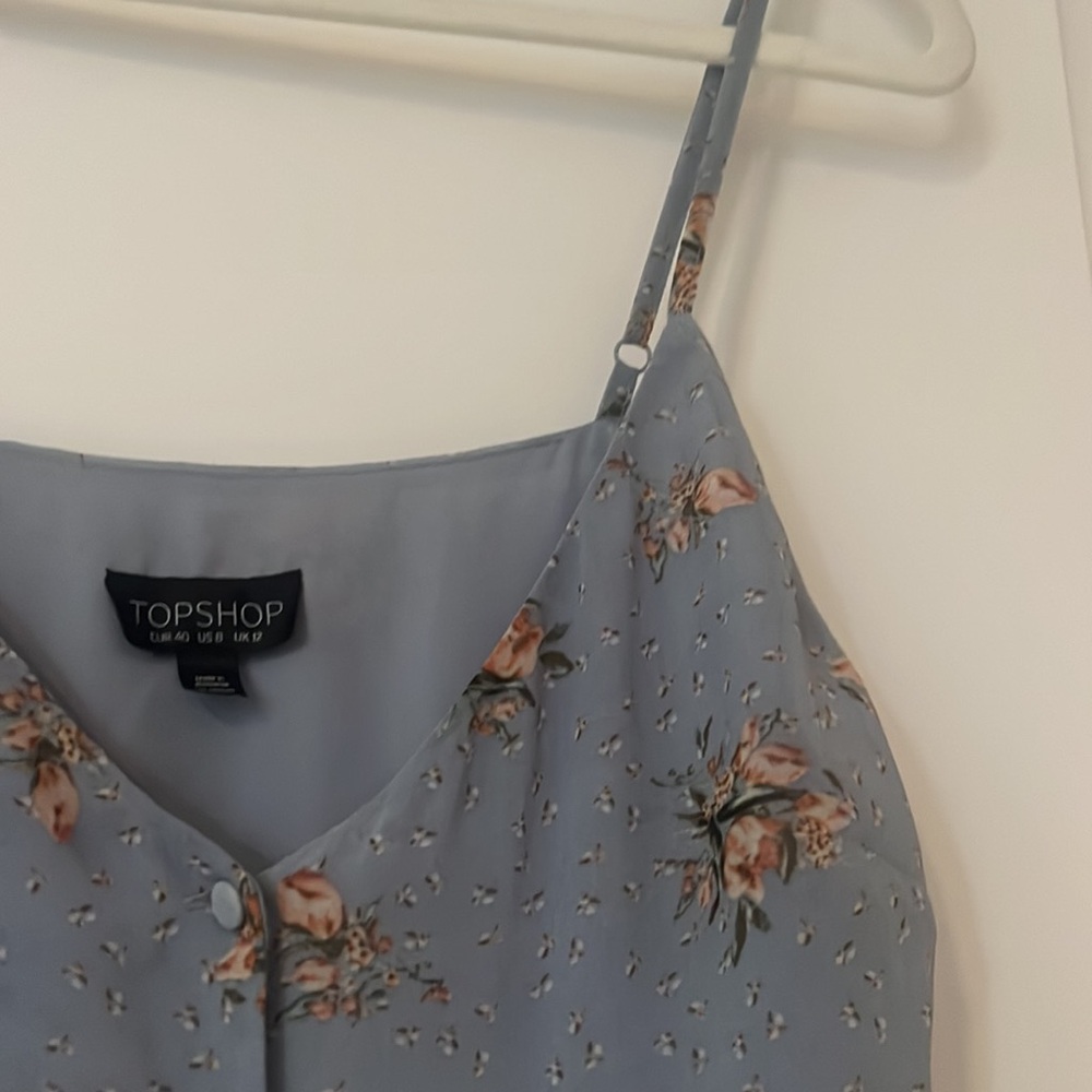 NWOT Topshop Size 8 Baby Blue Floral Print Summer Vacation Party Slip Midi Dress - Picture 5 of 6